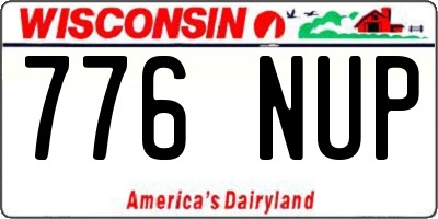 WI license plate 776NUP