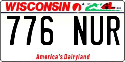 WI license plate 776NUR