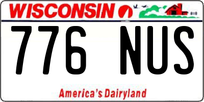 WI license plate 776NUS