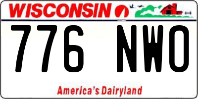 WI license plate 776NWO