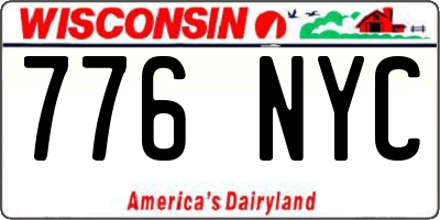 WI license plate 776NYC