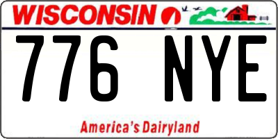WI license plate 776NYE