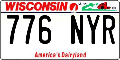 WI license plate 776NYR