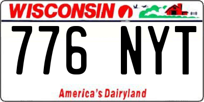 WI license plate 776NYT