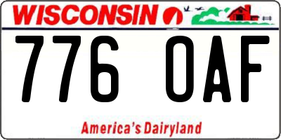 WI license plate 776OAF