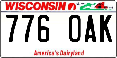 WI license plate 776OAK
