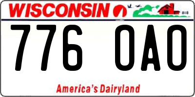 WI license plate 776OAO