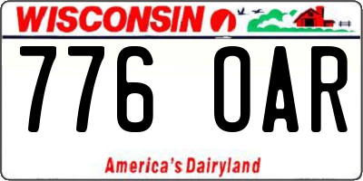 WI license plate 776OAR