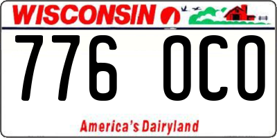 WI license plate 776OCO