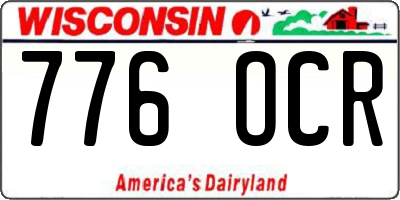 WI license plate 776OCR