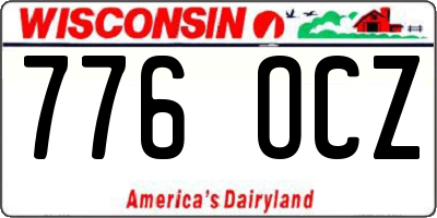 WI license plate 776OCZ