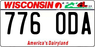 WI license plate 776ODA