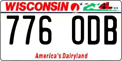 WI license plate 776ODB