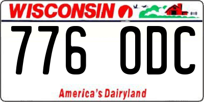 WI license plate 776ODC