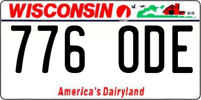 WI license plate 776ODE
