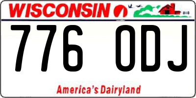 WI license plate 776ODJ