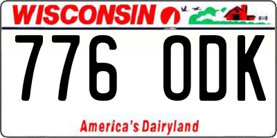 WI license plate 776ODK