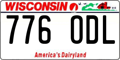 WI license plate 776ODL