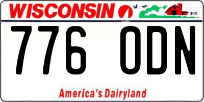 WI license plate 776ODN
