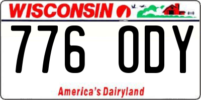 WI license plate 776ODY