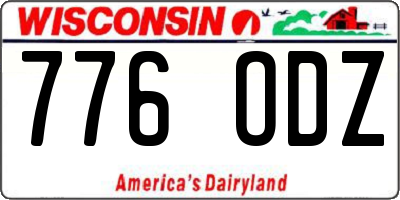 WI license plate 776ODZ