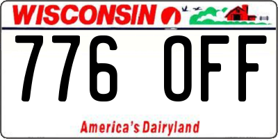 WI license plate 776OFF