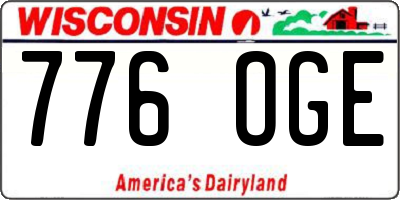 WI license plate 776OGE
