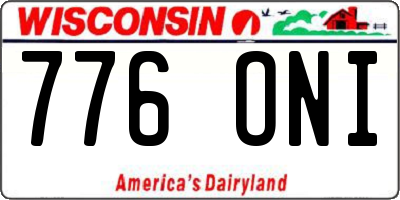 WI license plate 776ONI