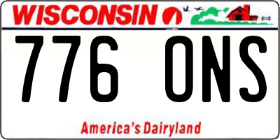 WI license plate 776ONS