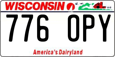 WI license plate 776OPY