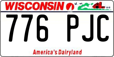 WI license plate 776PJC