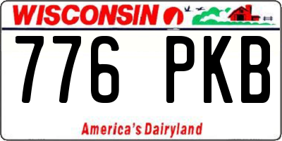 WI license plate 776PKB