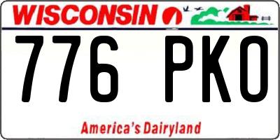 WI license plate 776PKO