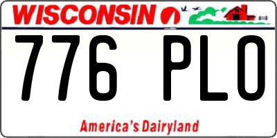 WI license plate 776PLO