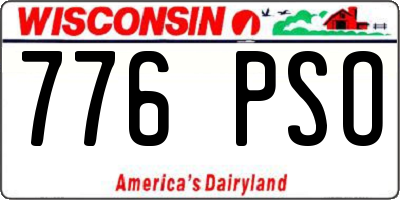 WI license plate 776PSO