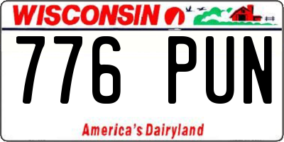 WI license plate 776PUN