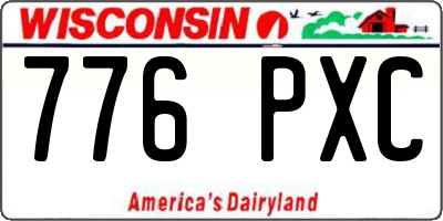 WI license plate 776PXC