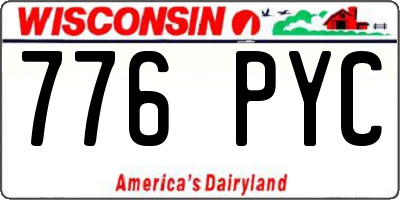 WI license plate 776PYC