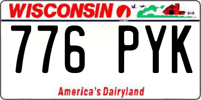 WI license plate 776PYK