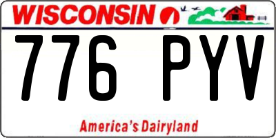 WI license plate 776PYV