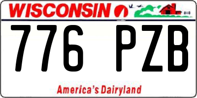 WI license plate 776PZB