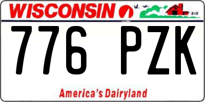 WI license plate 776PZK