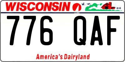 WI license plate 776QAF