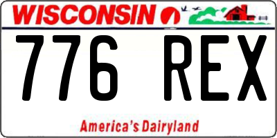 WI license plate 776REX