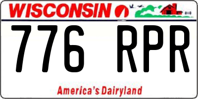 WI license plate 776RPR