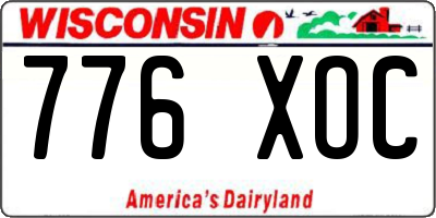 WI license plate 776XOC