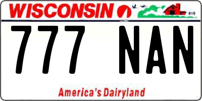 WI license plate 777NAN