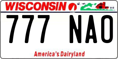 WI license plate 777NAO