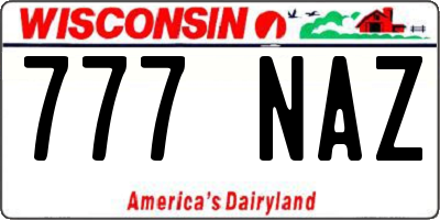 WI license plate 777NAZ