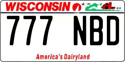 WI license plate 777NBD